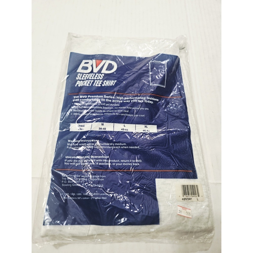 Vintage 1989 BVD Athletic Series White Sleeveless 100% Cotton Shirt - Picture 2 of 6